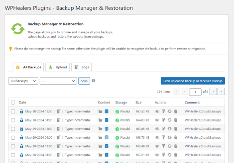 Backup Manager and Restoration Plugin