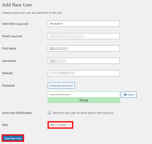 Create Admin User in WordPress