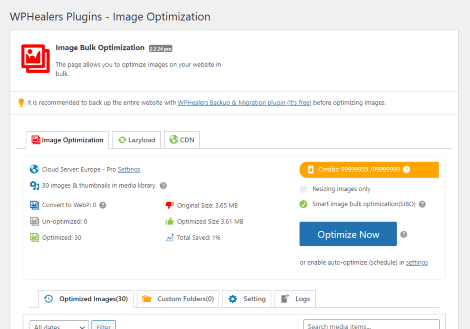 Image Bulk Optimization Plugin with WordPress Maintenance